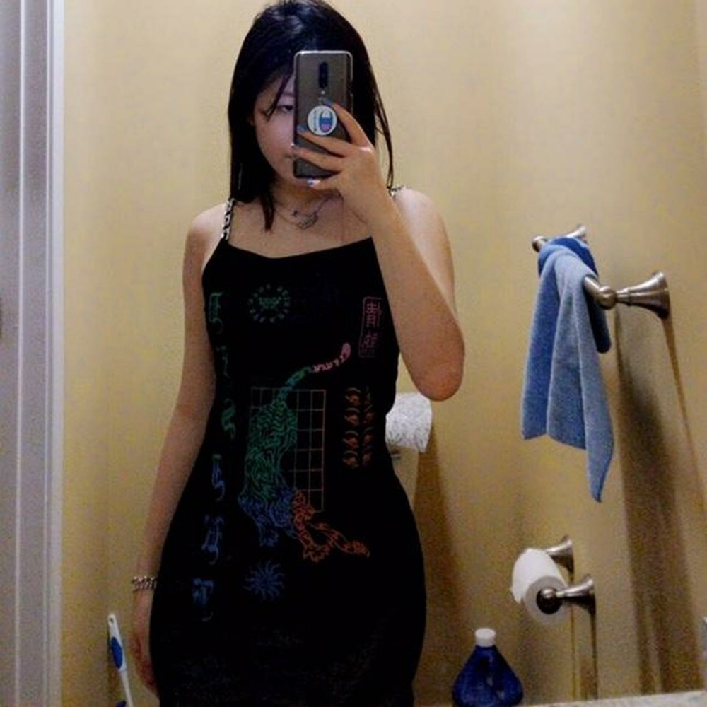 Chinese inspired black dress